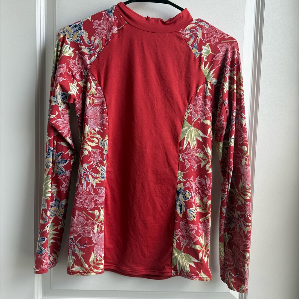 Roxy Floral Long Sleeve Rash Surf Guard Swim Top